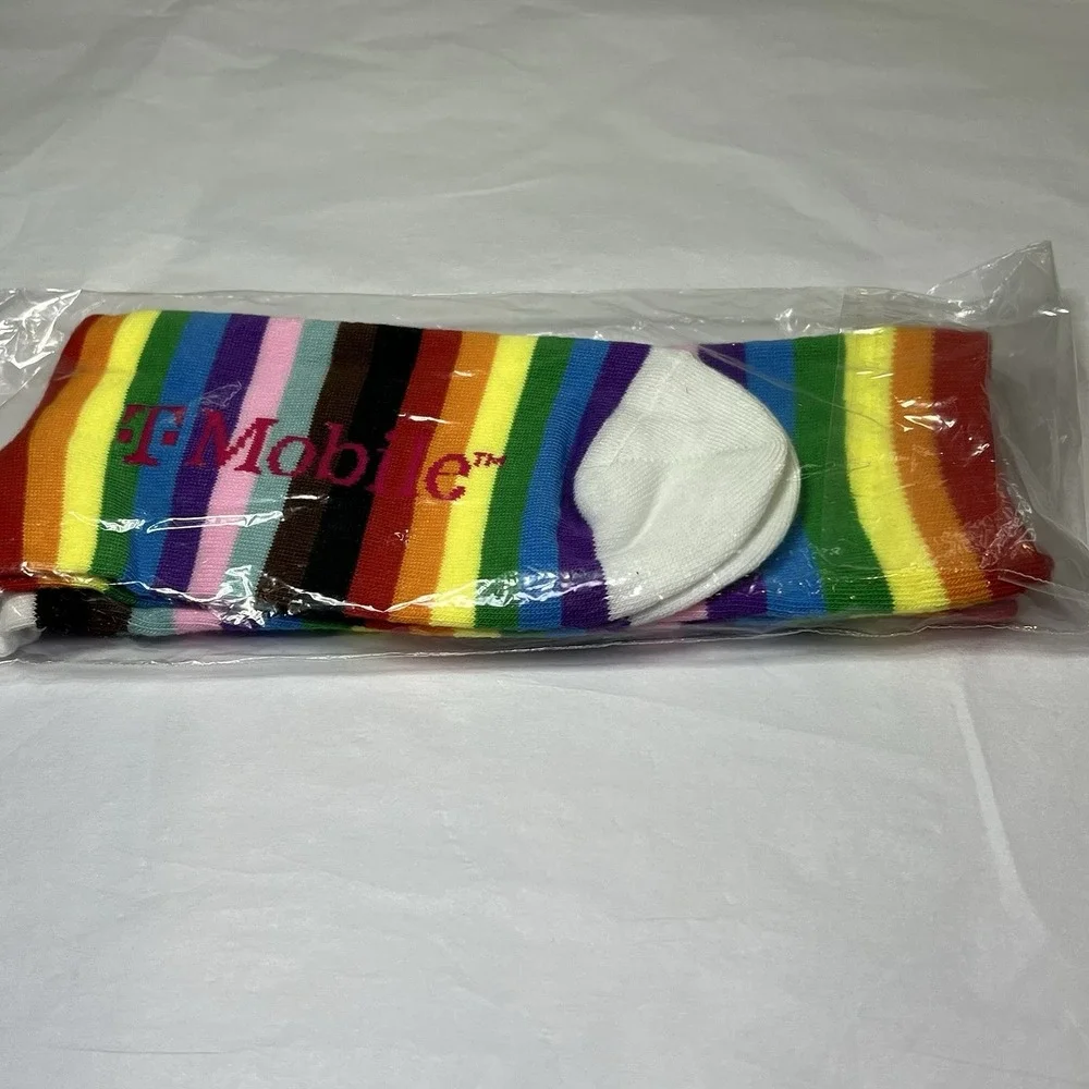 Tmobile Size M/L Rainbow Love Pride LGBT LGBTQIA Tuesday Socks Crew Socks Unisex